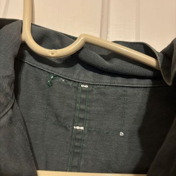 Blue Top Vintage Green Zip Up Harringbone Coveralls - Picture 4 of 7